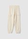 Pantaloni cargo in puro cotone beige da bambina regular fit_0
