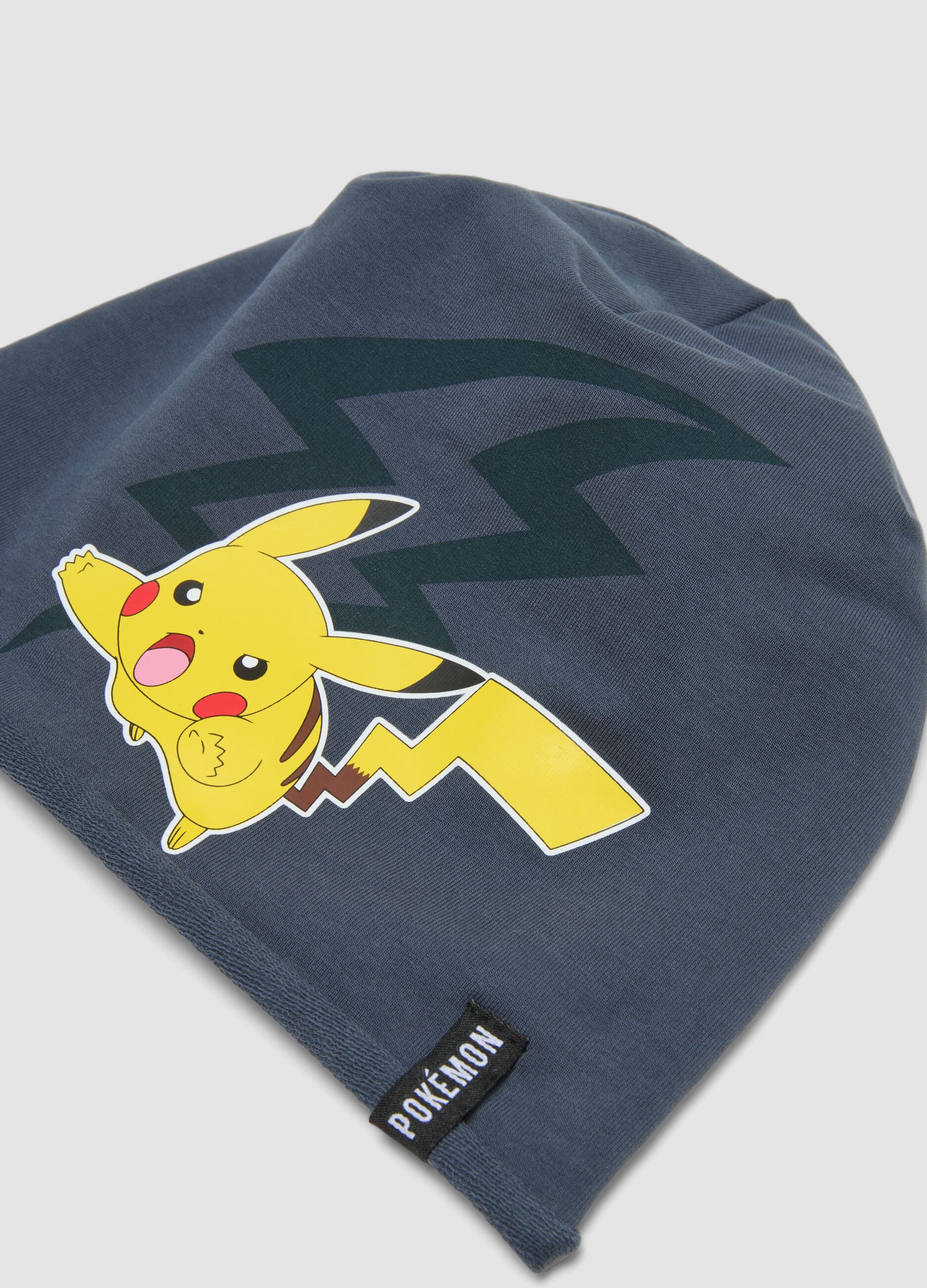 Cappello blu in cotone elasticizzato con stampa Pok&eacute;mon