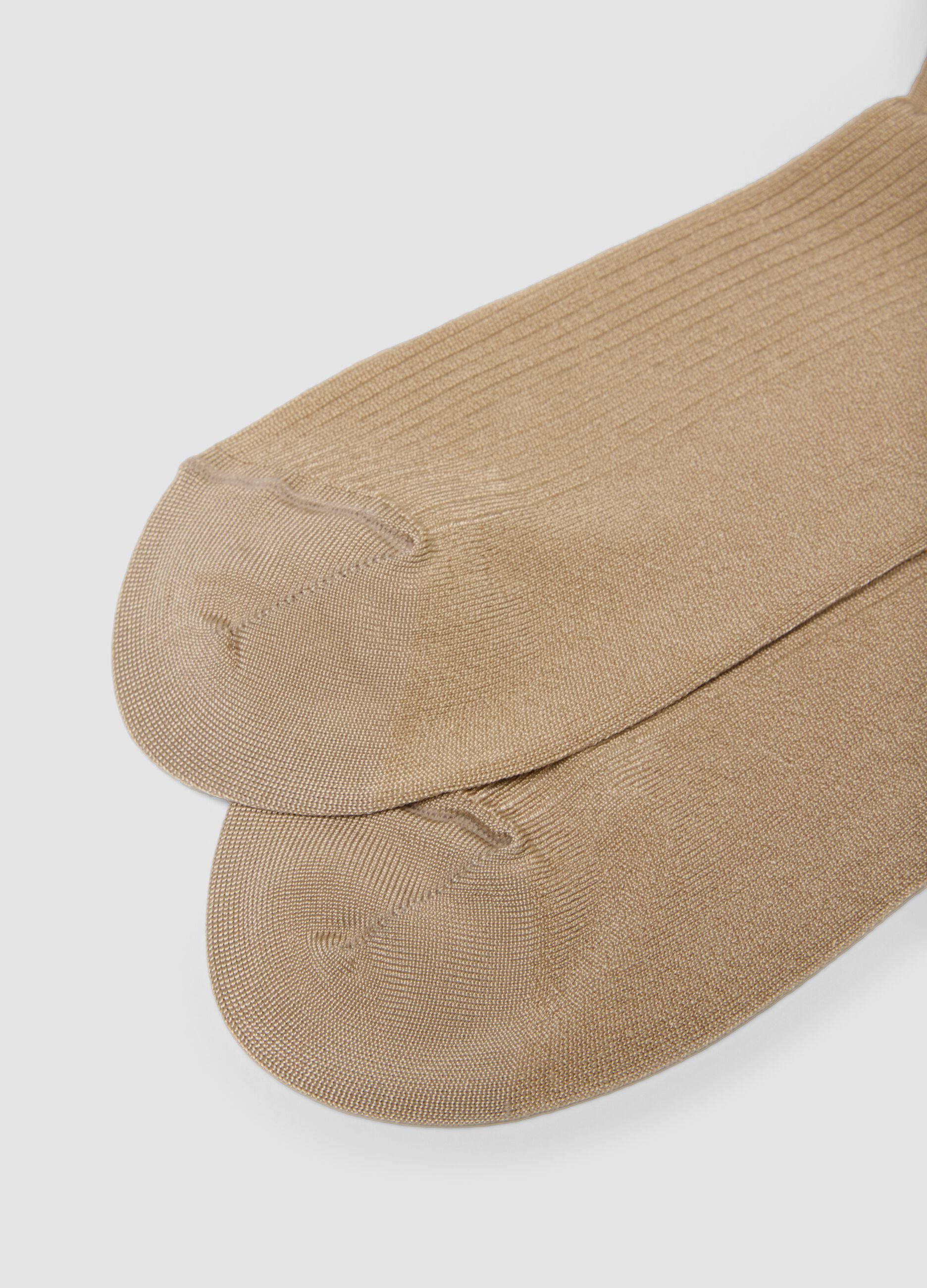 Beige long stretch viscose socks