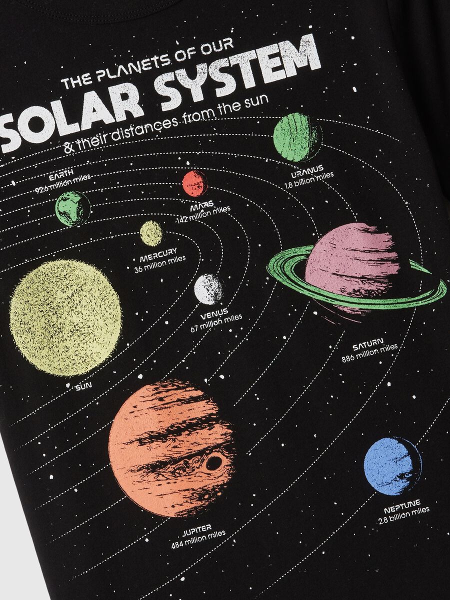 T-shirt in cotone con stampa sistema solare_1