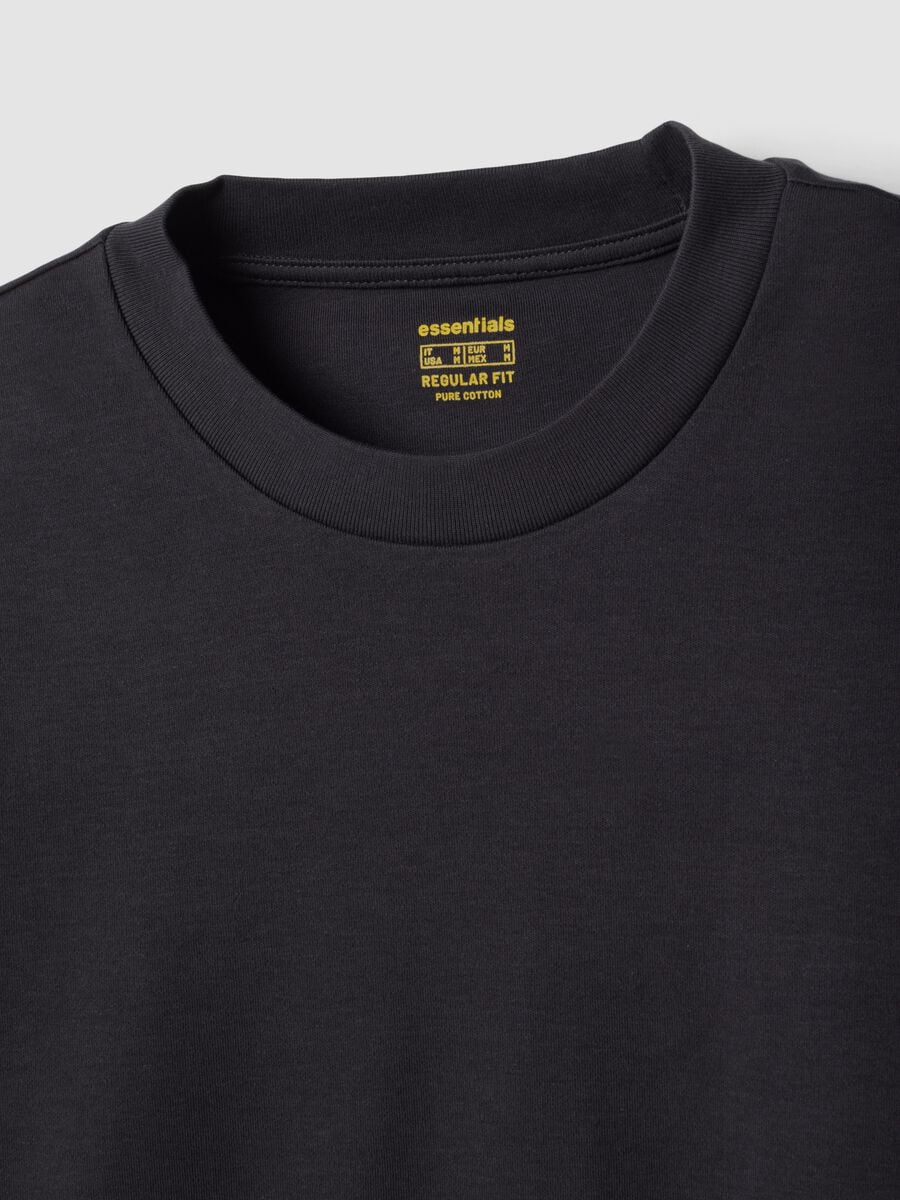 Grey pure cotton crew-neck T-shirt, regular fit_1