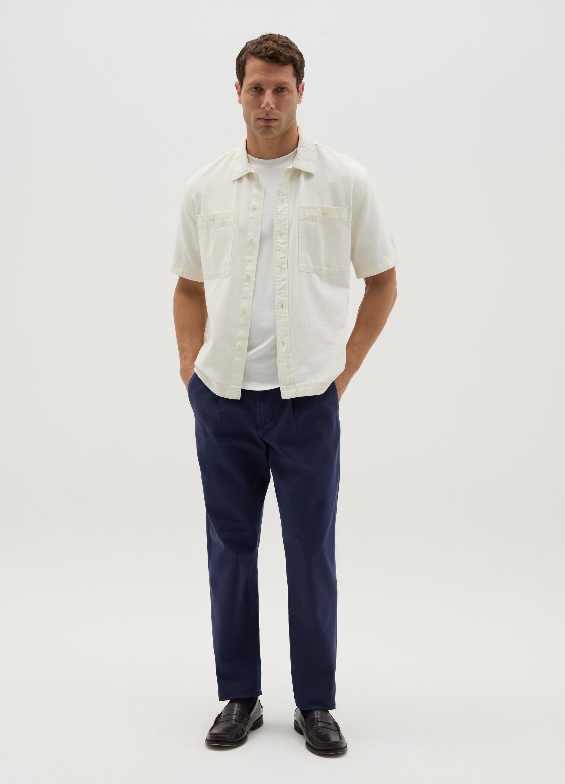 Cotton and linen chino trousers