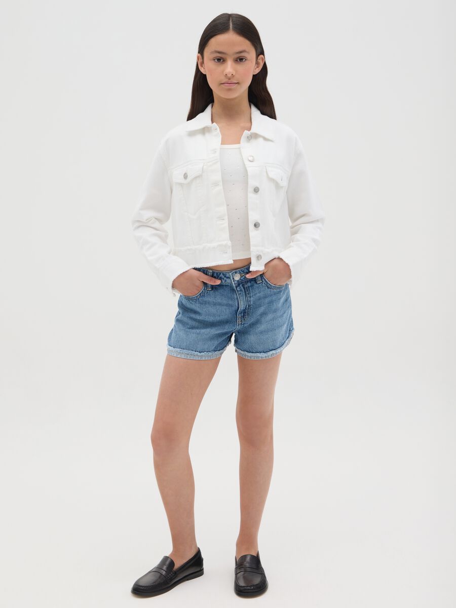 Shorts da ragazza in puro cotone denim regular fit_1