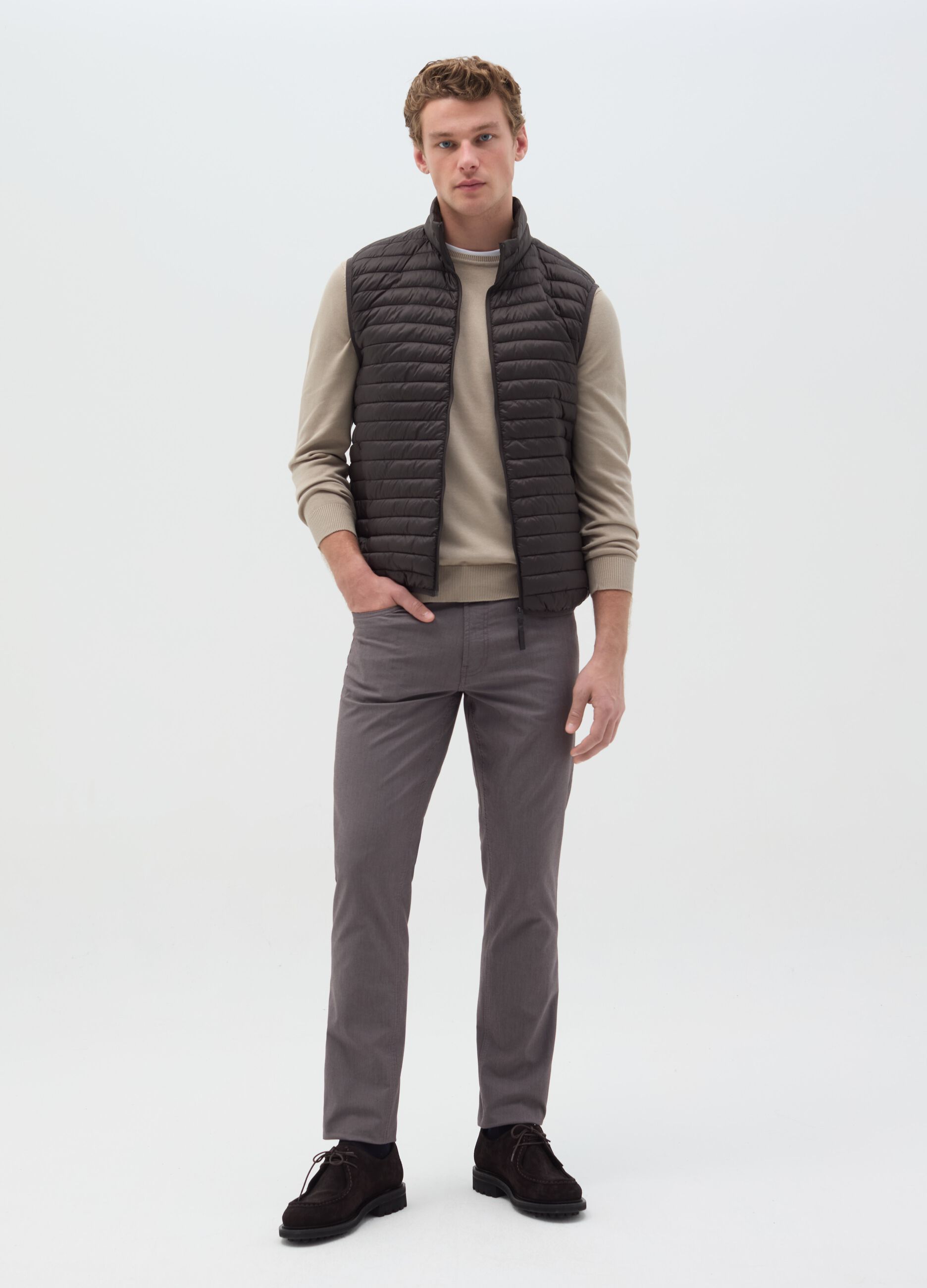 Stretch slim-fit trousers with five pockets