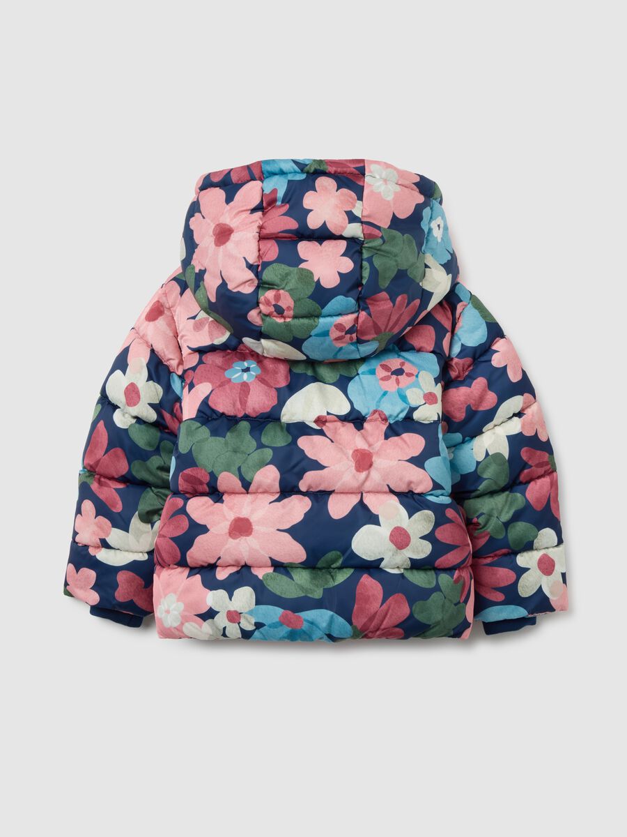 Girls' multicolour padded jacket regular fit with removable hood_1