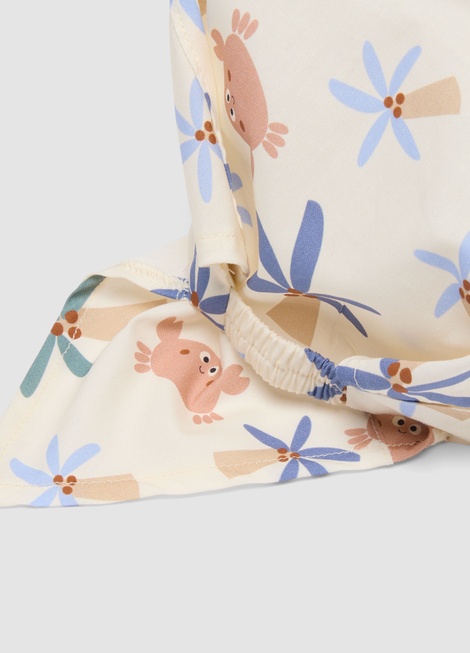 Beige pure cotton boys&rsquo; bandana with all-over print