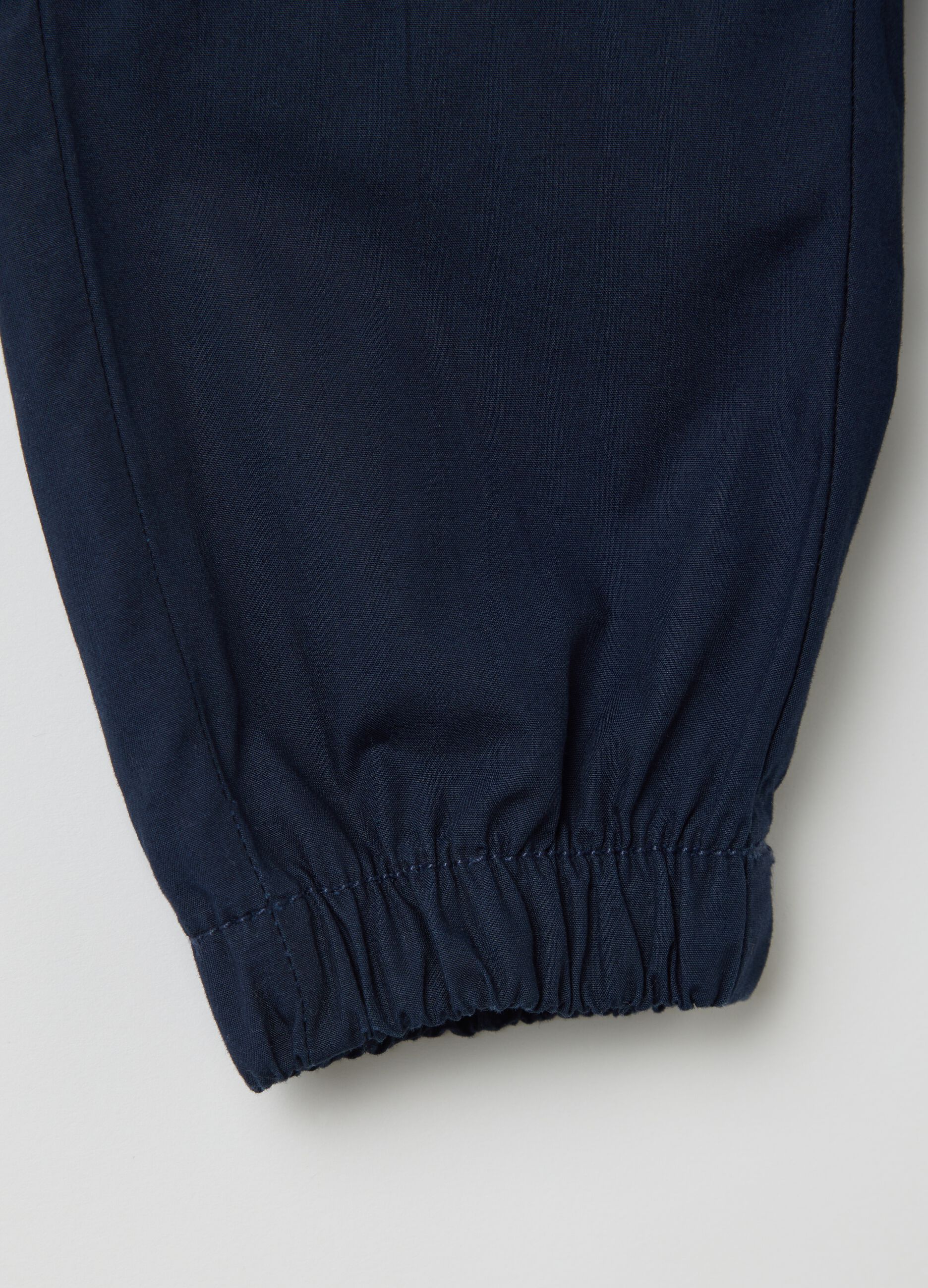 Poplin trousers with elasticated edging