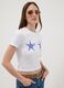 White regular fit stretch cotton t-shirt with starfish_0
