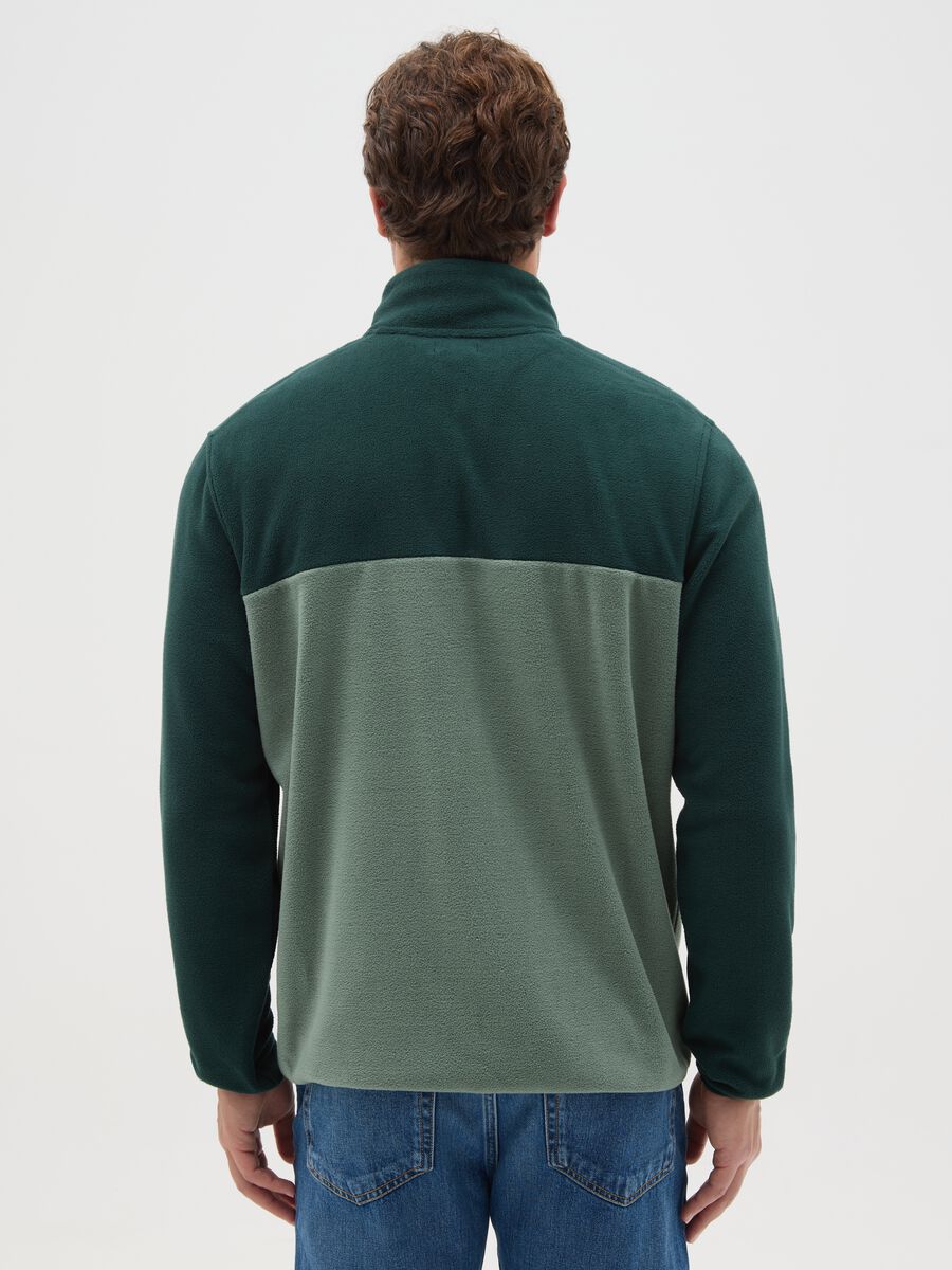 High-neck green fleece blend jumper regular fit with zip_2