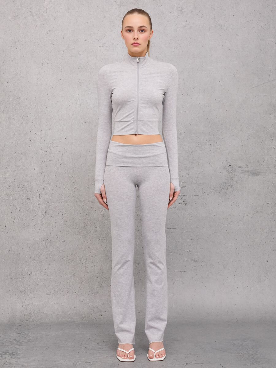 Crop Jersey Full-zip Grey Mélange_2