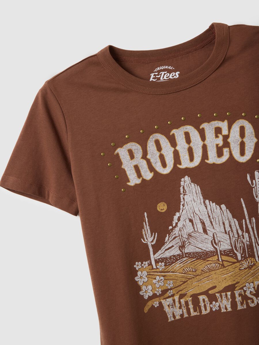 T-shirt in puro cotone marrone regular fit_1
