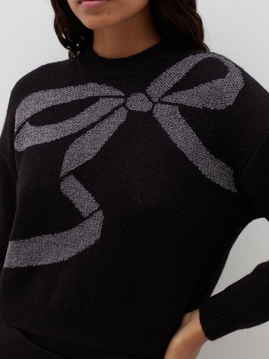 Pullover with jacquard bow in lurex_4