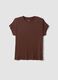 T-shirt marrone a maniche corte in viscosa elasticizzato_4