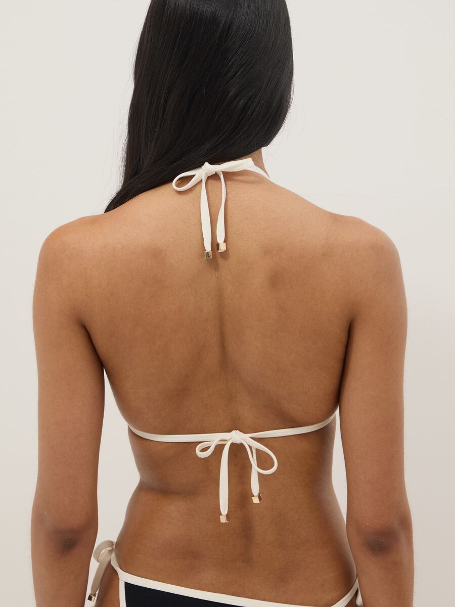 Multicolour triangle bikini top in stretch fabric_3