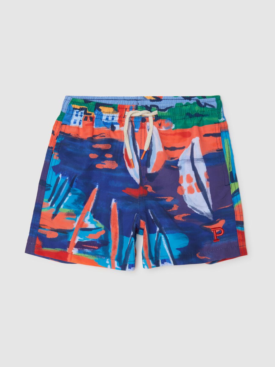 Children's Multicolour Regular Fit Swimming Shorts_0