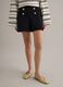 Black regular fit shorts with high waist and gold buttons_1