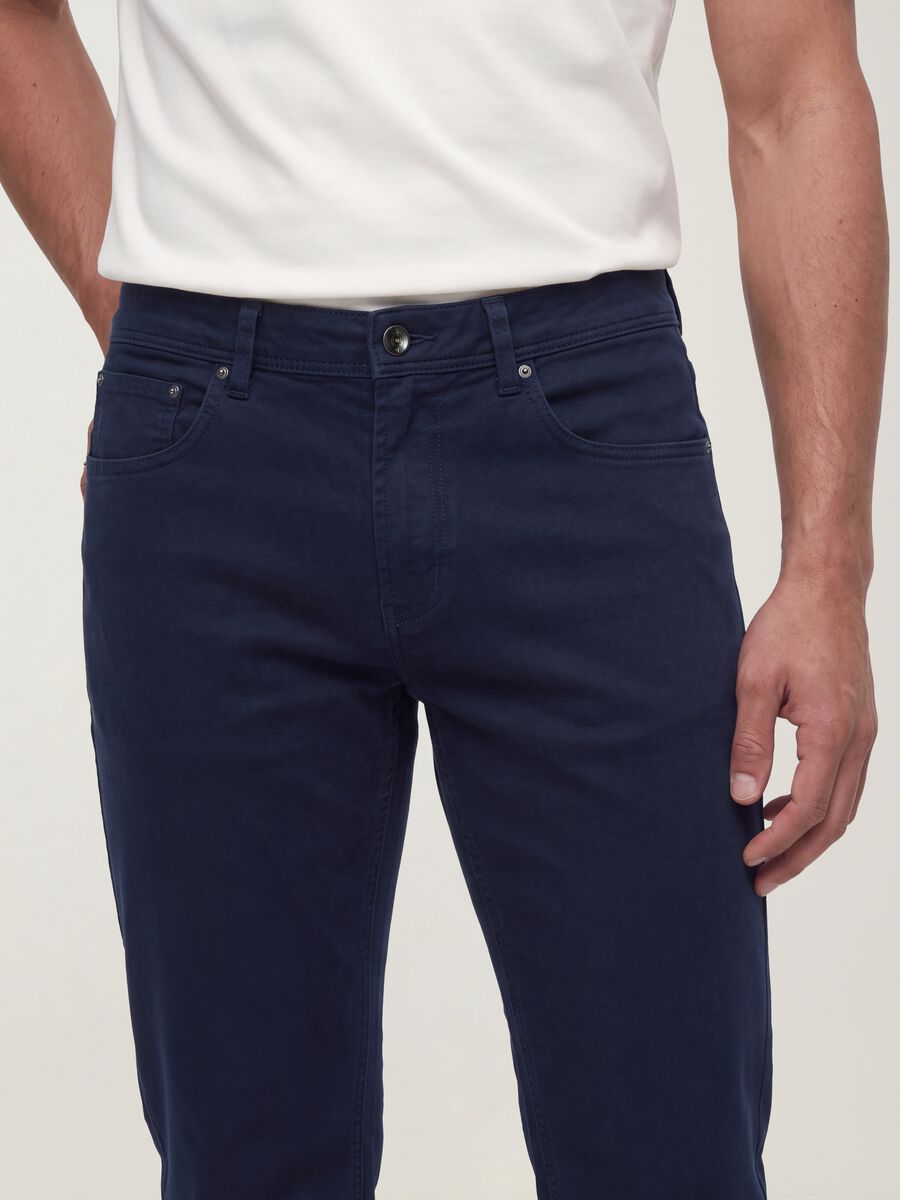 Pantaloni verdi in dobby di cotone elasticizzato slim fit_3