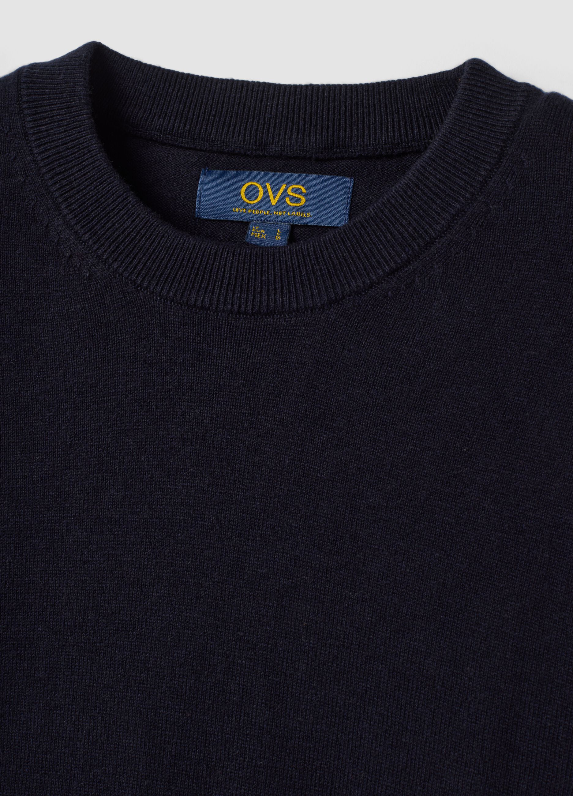 Blue cotton and cashmere blend crew-neck jumper