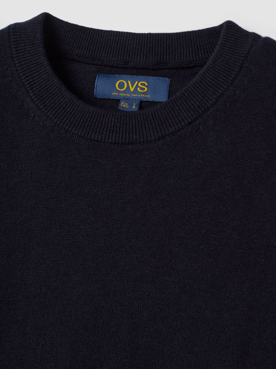Blue cotton and cashmere blend crew-neck jumper_1
