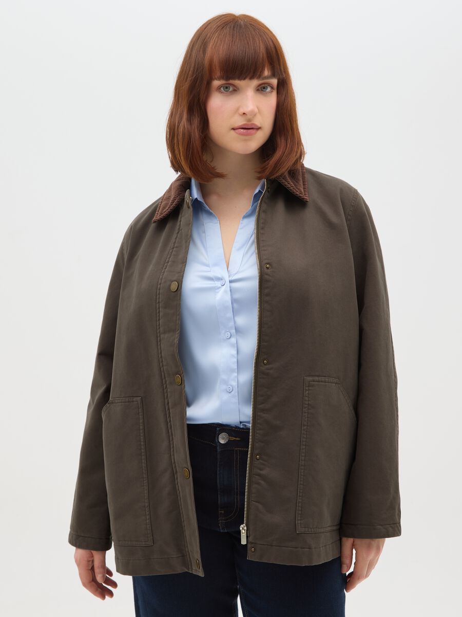 Brown pure cotton regular fit jacket_0