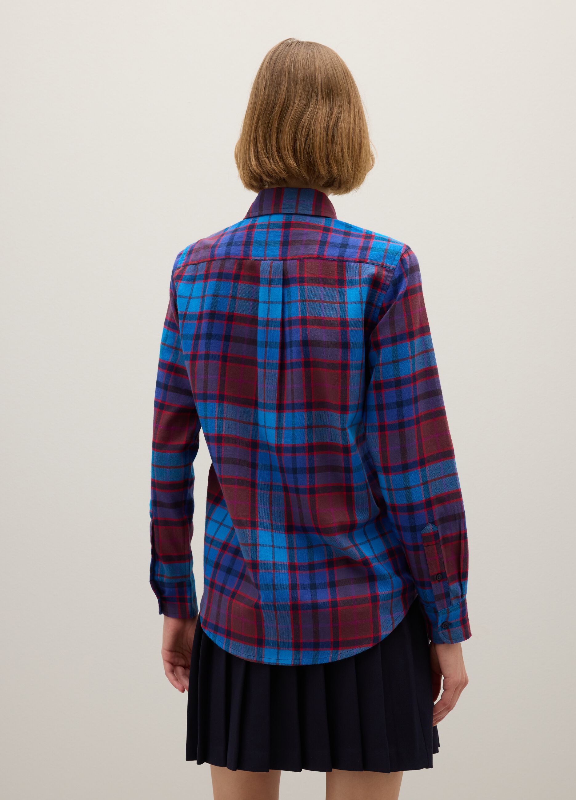 Multicoloured check shirt in pure cotton flannel