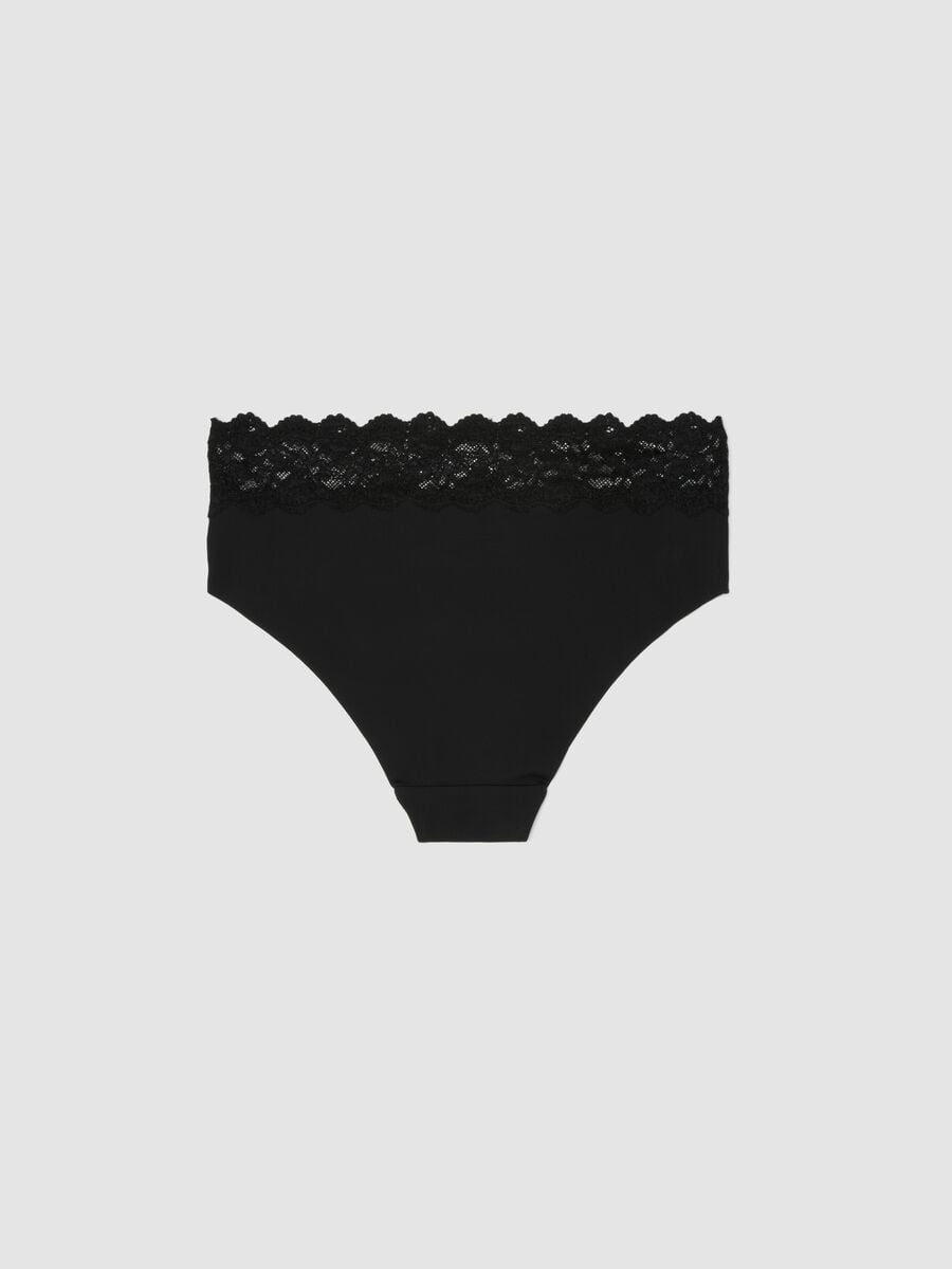 Slip nero in microfibra elasticizzata con pizzo_5
