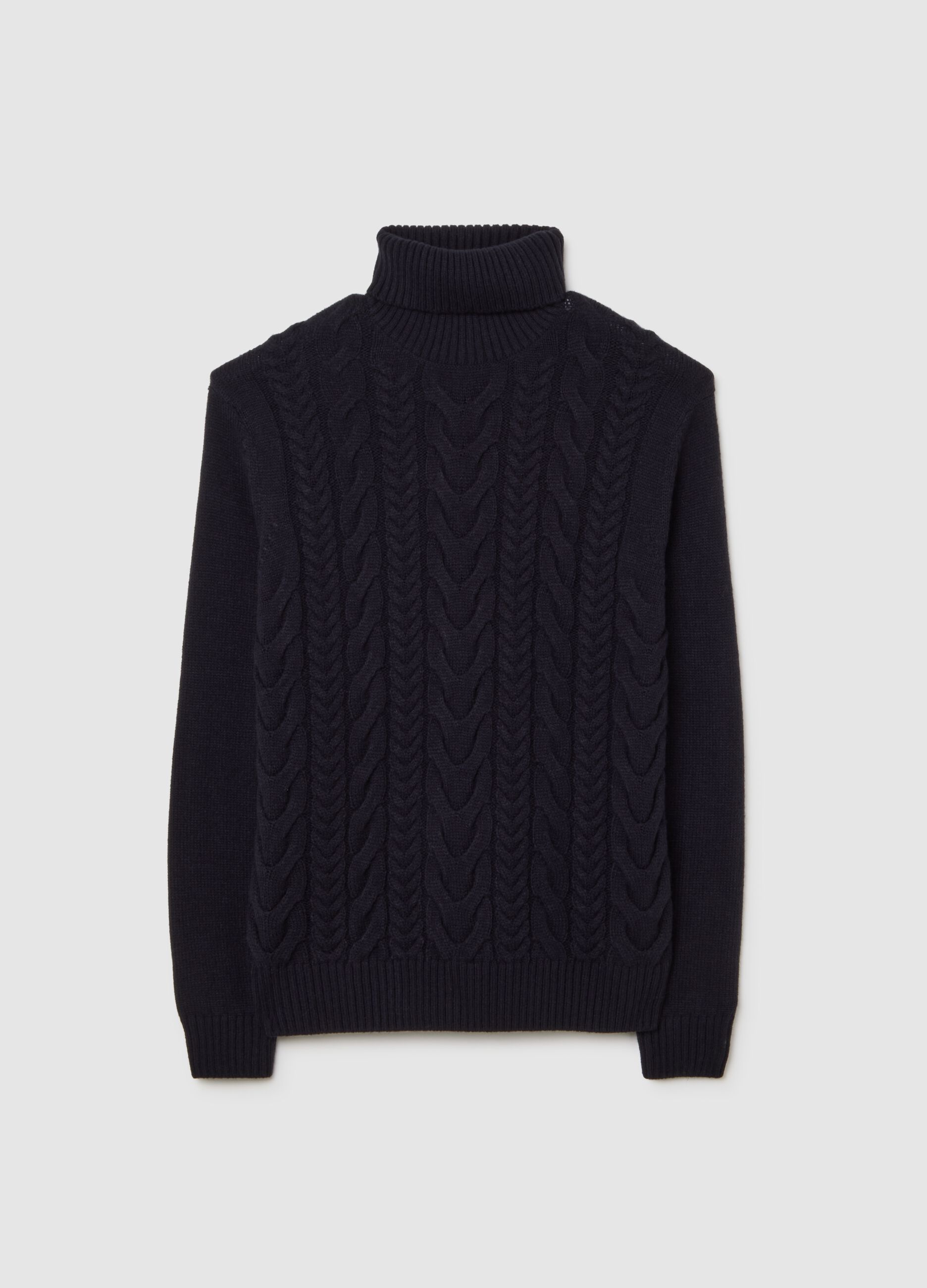 Blue turtleneck regular fit with jacquard pattern