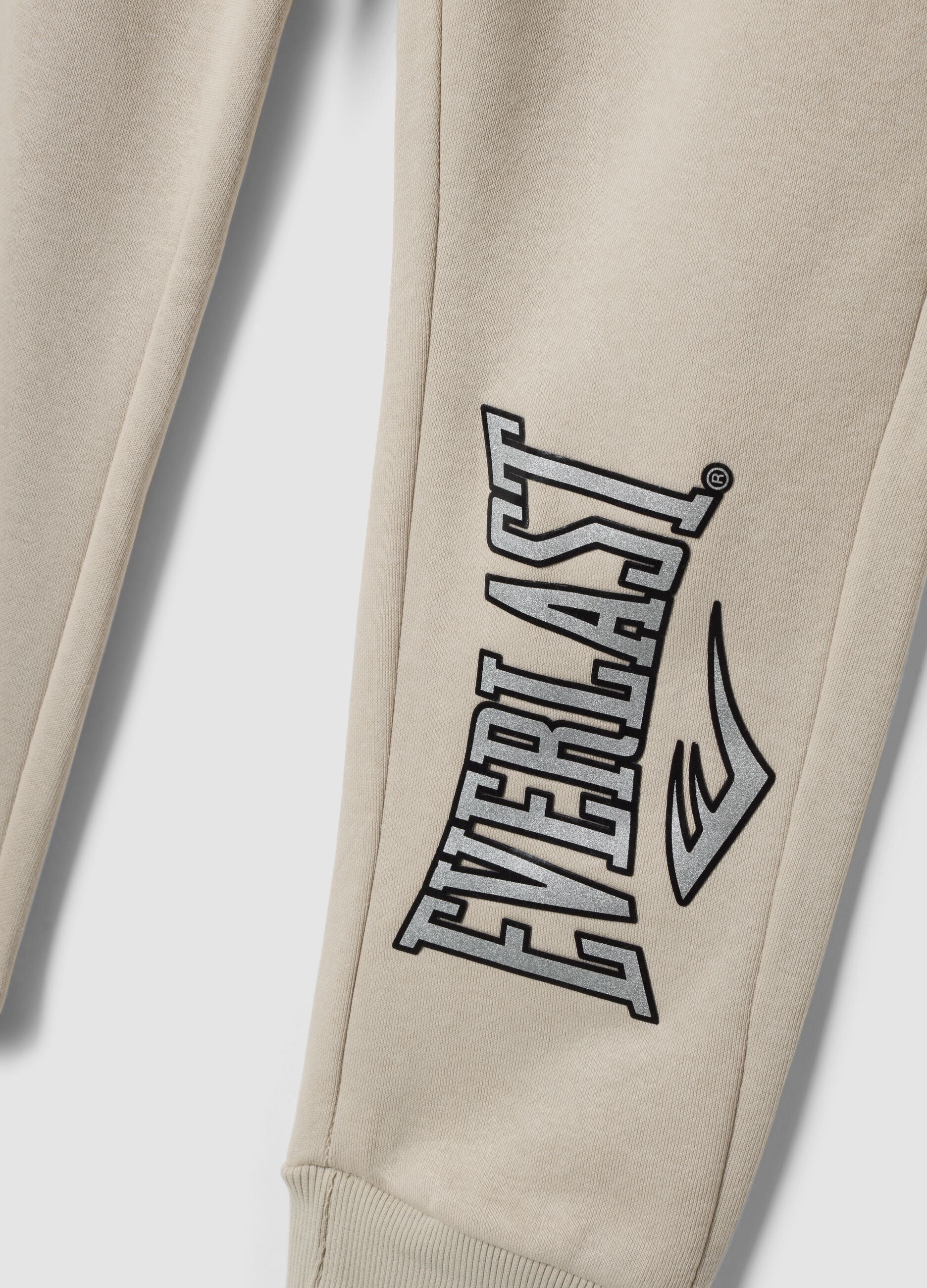 Beige cotton-blend regular-fit joggers