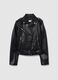 Black Faux Leather Biker Jacket with Zip_4
