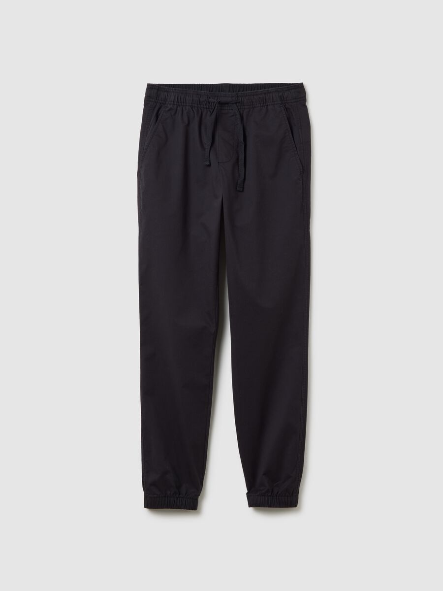 Stretch cotton joggers with drawstring_0