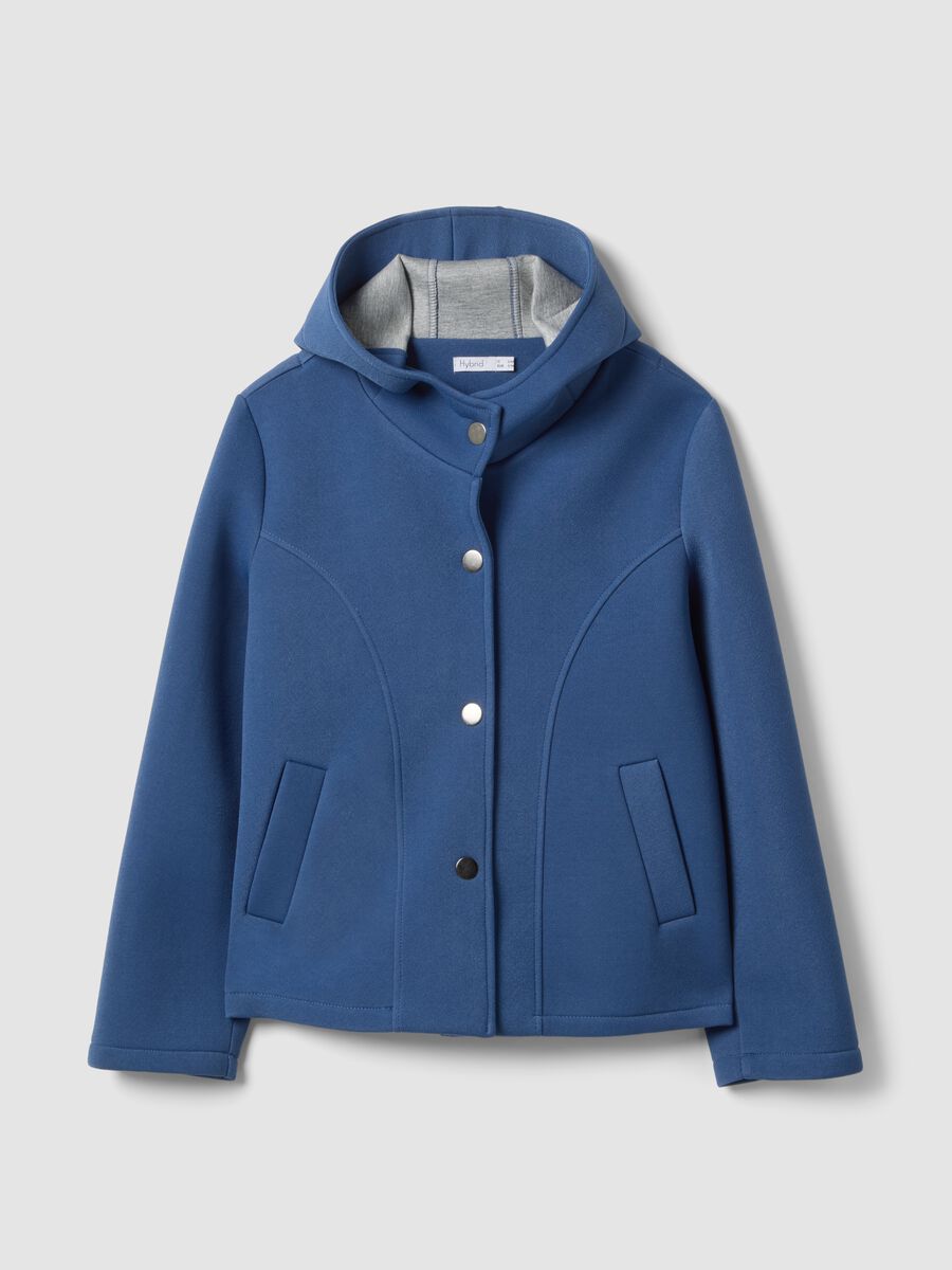 Giacca blu regular fit con cappuccio e bottoni_4