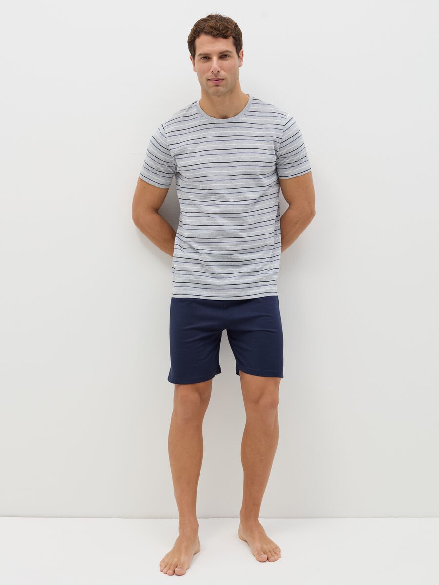 Short cotton pyjamas with striped pattern_0