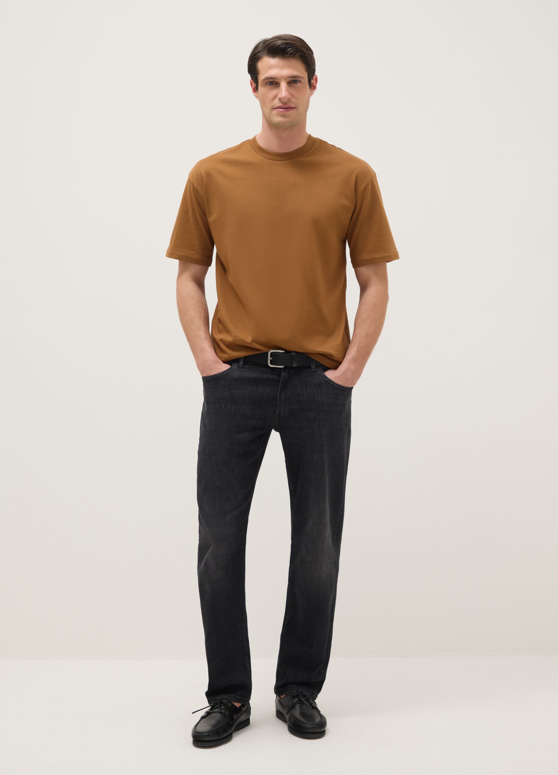 Brown pure cotton relaxed fit T-shirt