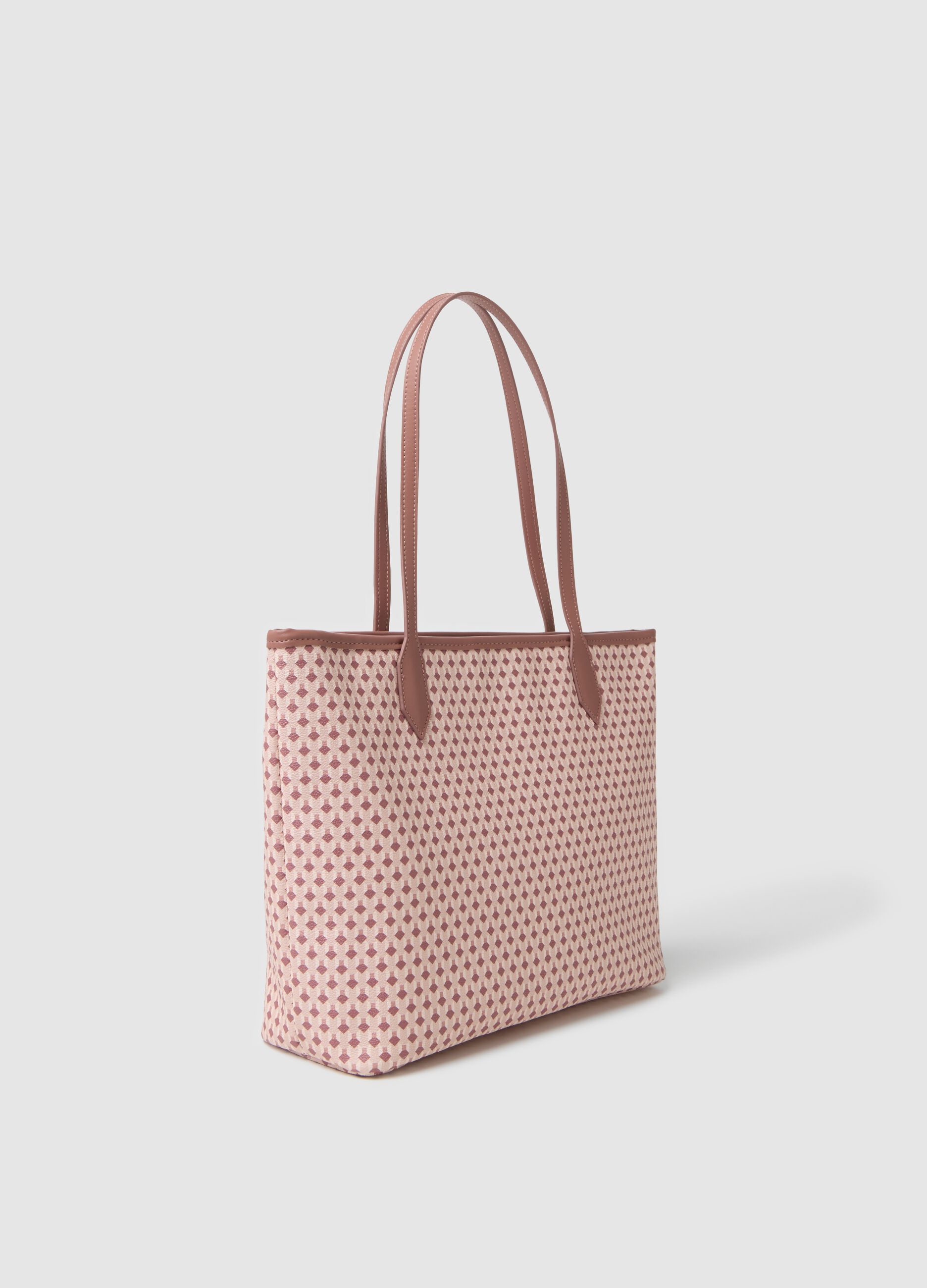 Borsa tote rosa con motivo geometrico