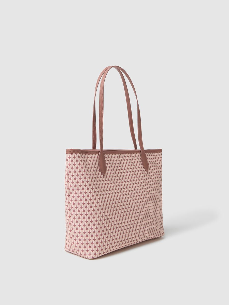 Pink tote bag with geometric motif_1