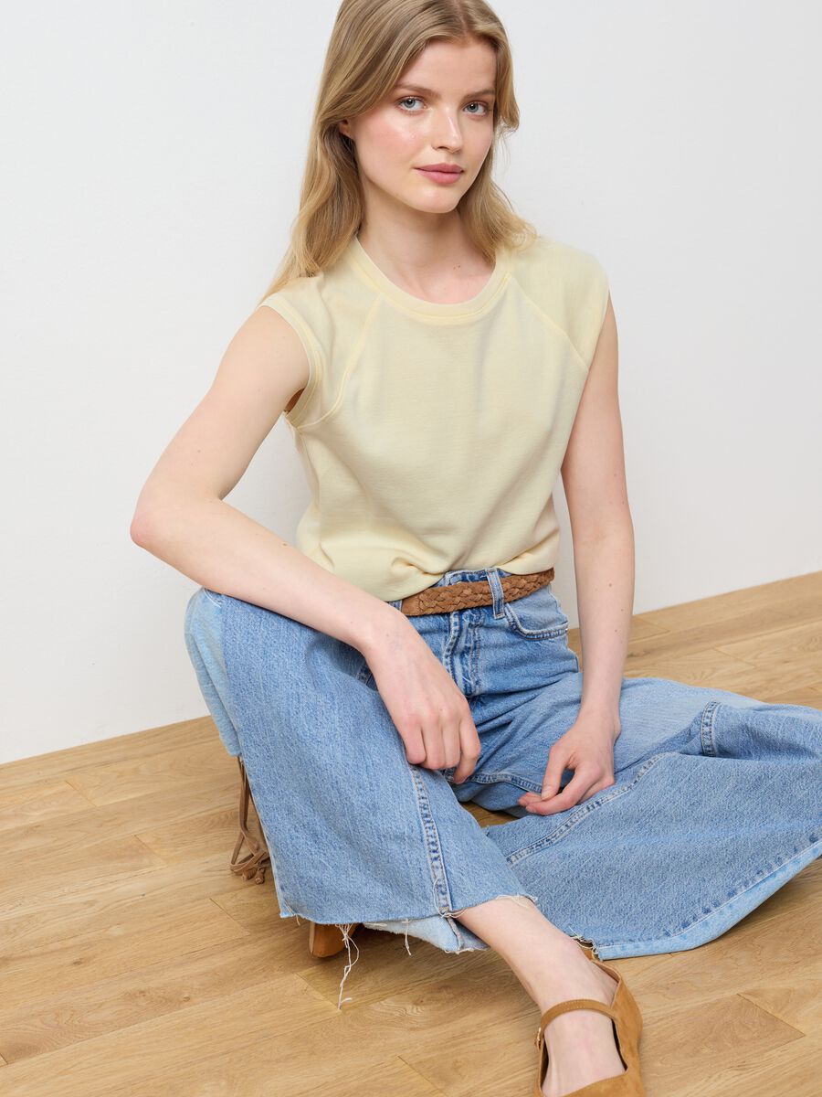 Women's yellow fitted pure cotton vest_0