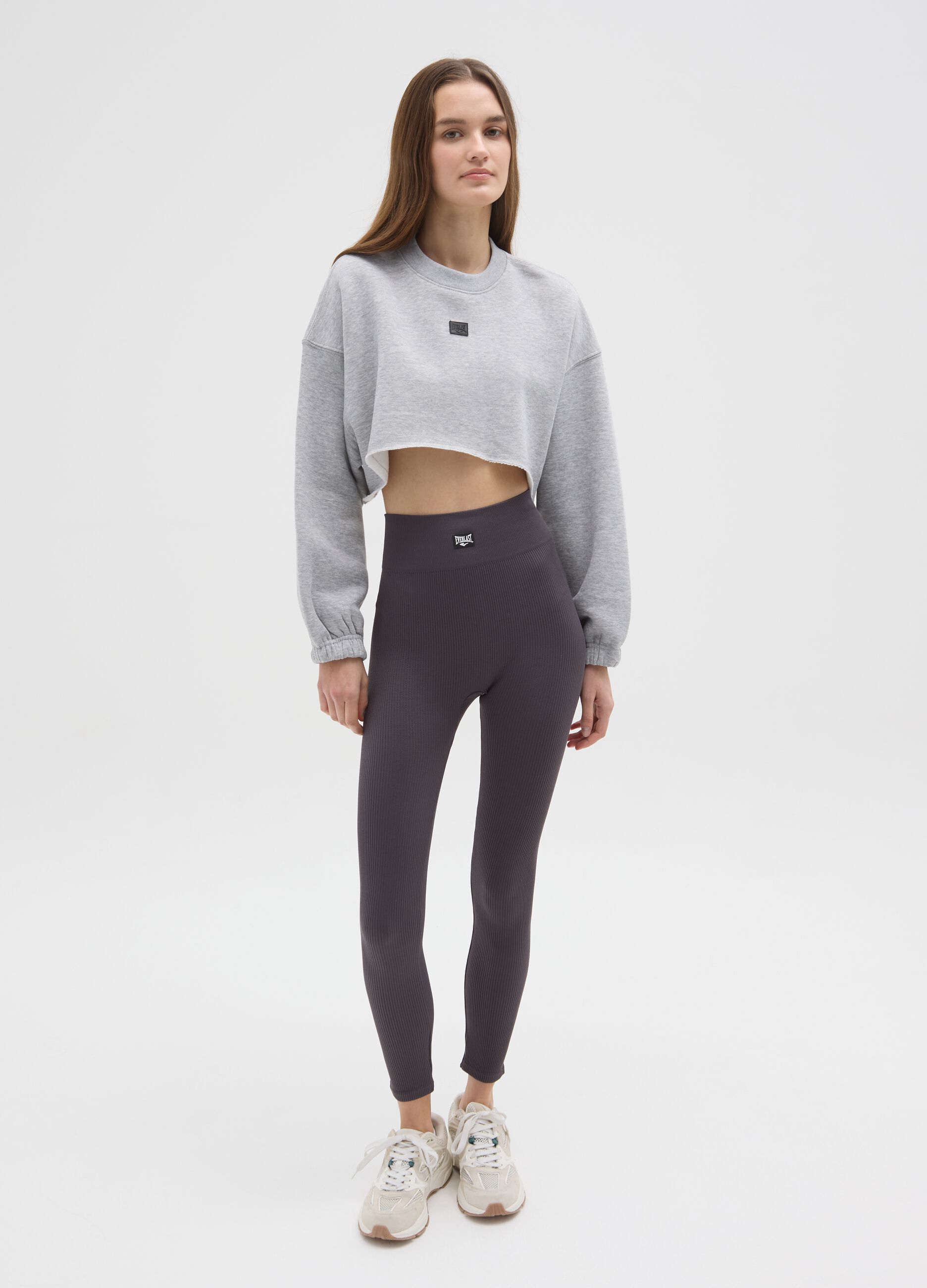 Grey striped long leggings regular fit with Everlast logo