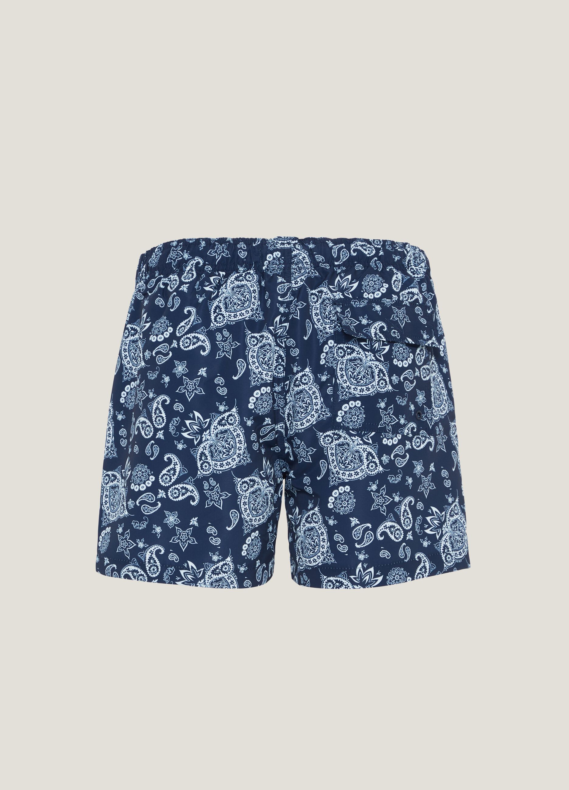Swimming trunks with cashmere pattern