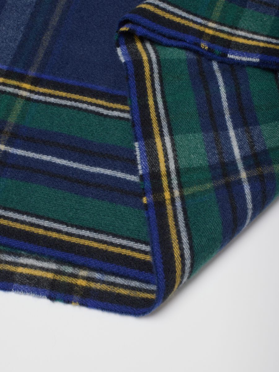 Sciarpa multicolor a quadri con frange_1