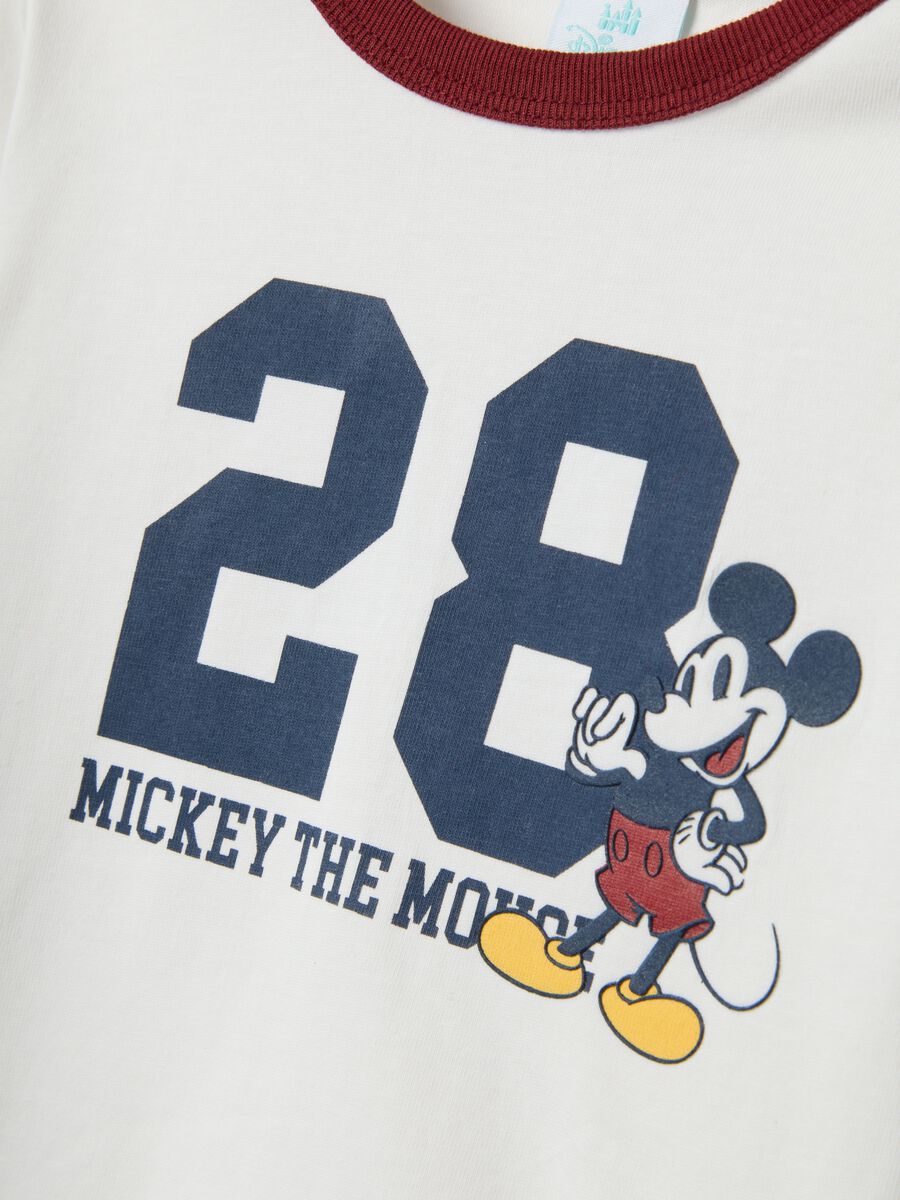 Children's white pure cotton regular fit t-shirt with Mickey Mouse_2
