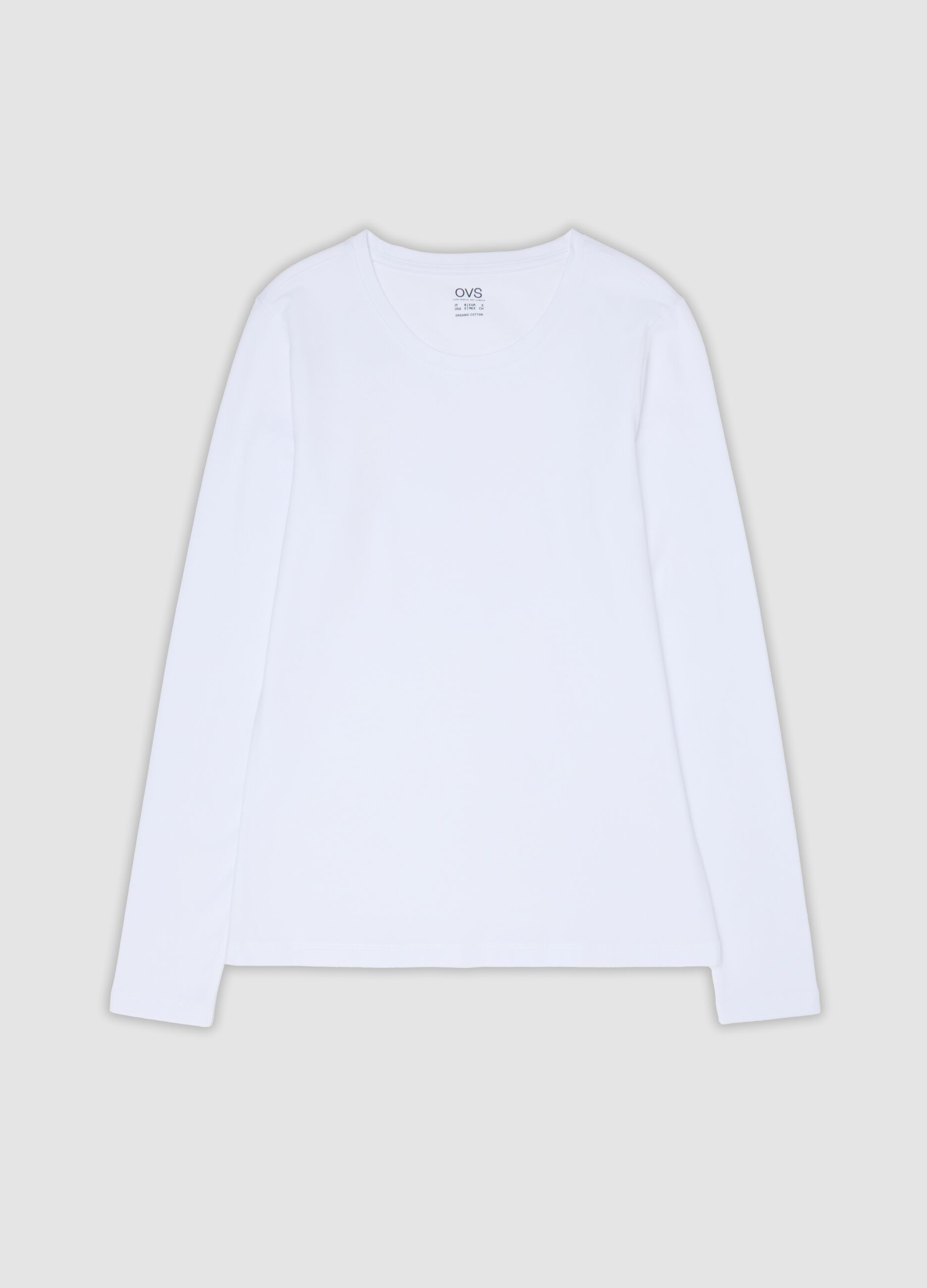 White crew-neck top in stretch organic cotton