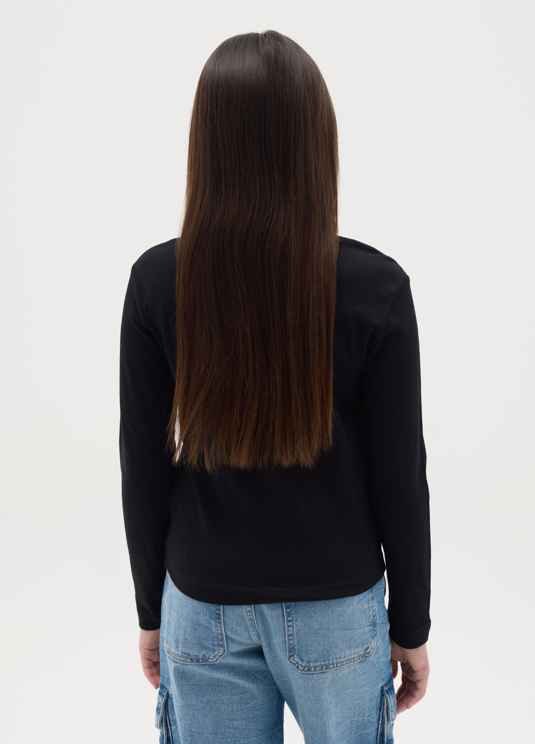 T-shirt a maniche lunghe in cotone 
