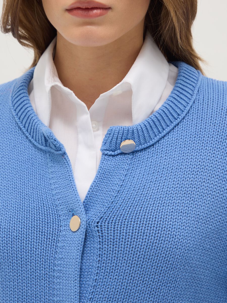Cardigan blu in puro cotone regular fit con bottoni_3