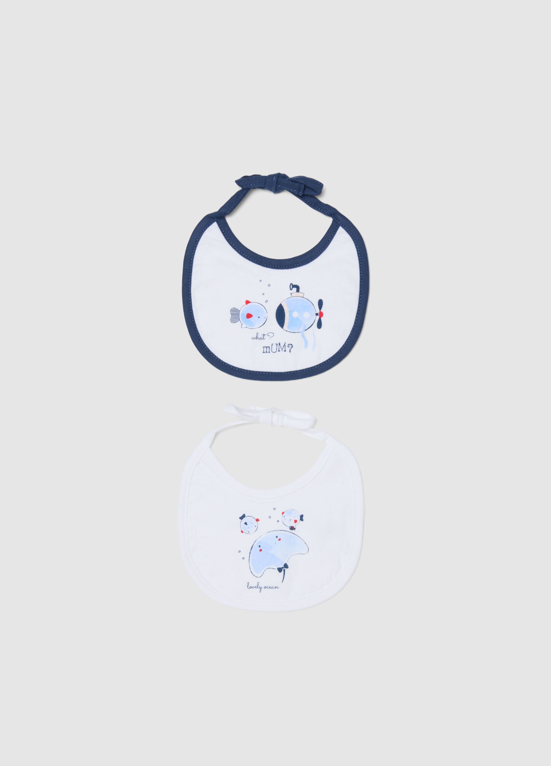 Twin pack of multicolour pure cotton baby bibs with embroidery