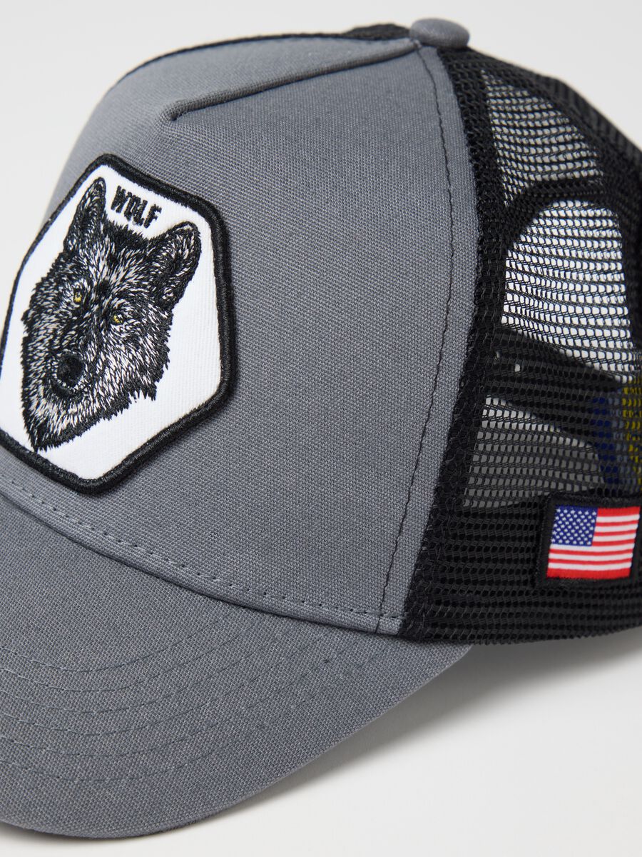 Grey OVS Baseball Cap with Wolf Patch_1