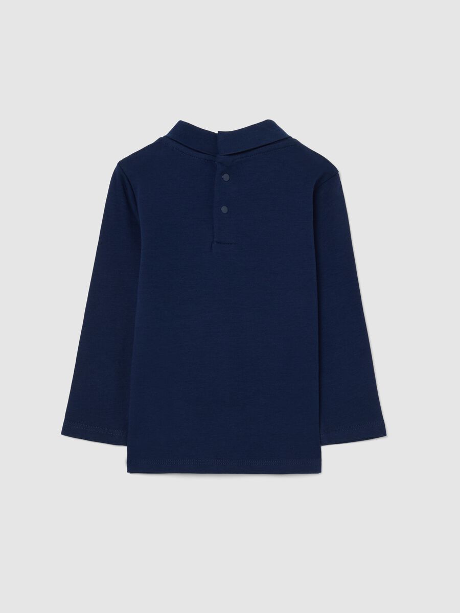 Blue mock neck baby sweater in pure cotton regular fit with print_1