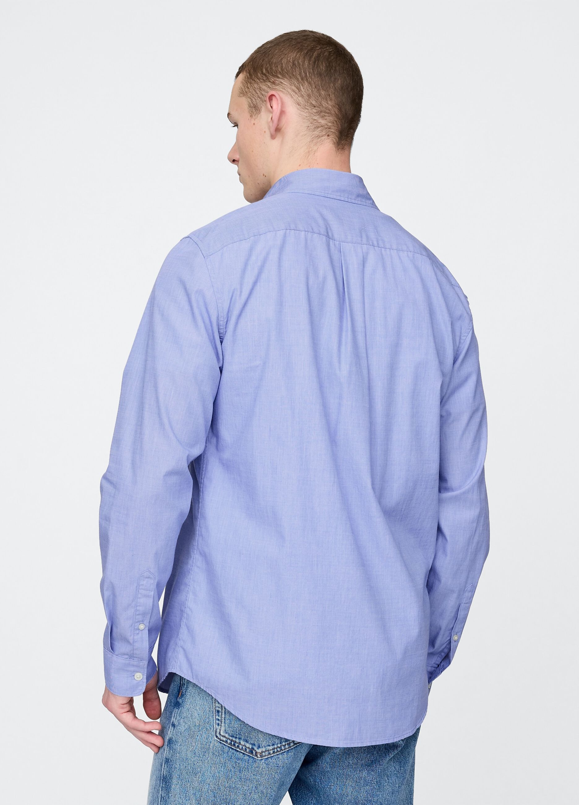 Blue cotton shirt with chest pocket