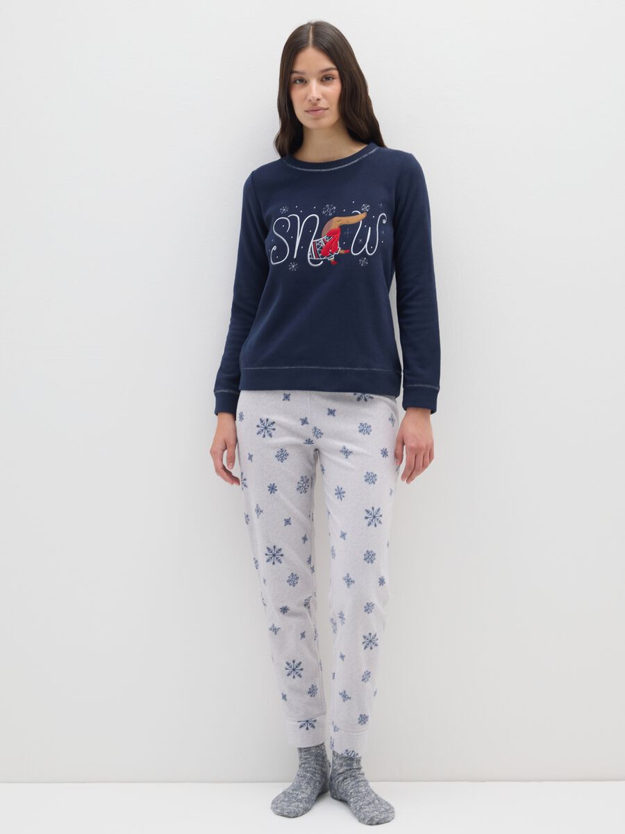 Regular fit blue fleece pyjamas_0