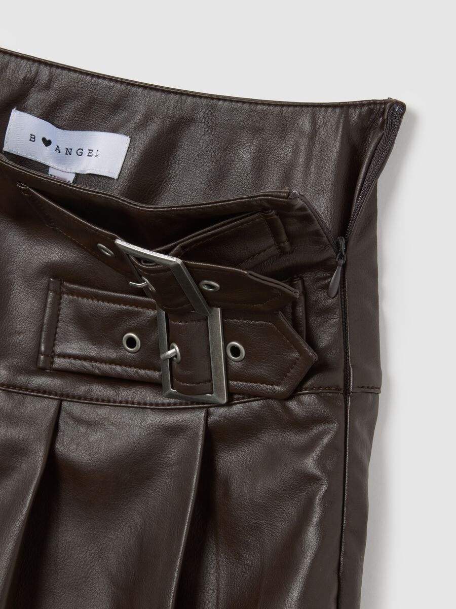 Minigonna marrone regular fit con fascia e fibbie_1