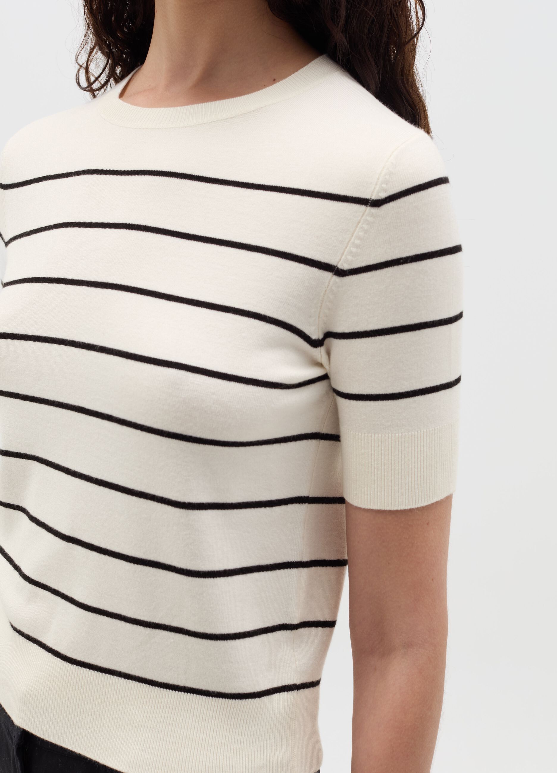 Short-sleeved top with striped design